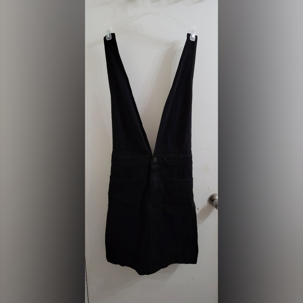 Forever 21 black denim skirt overalls